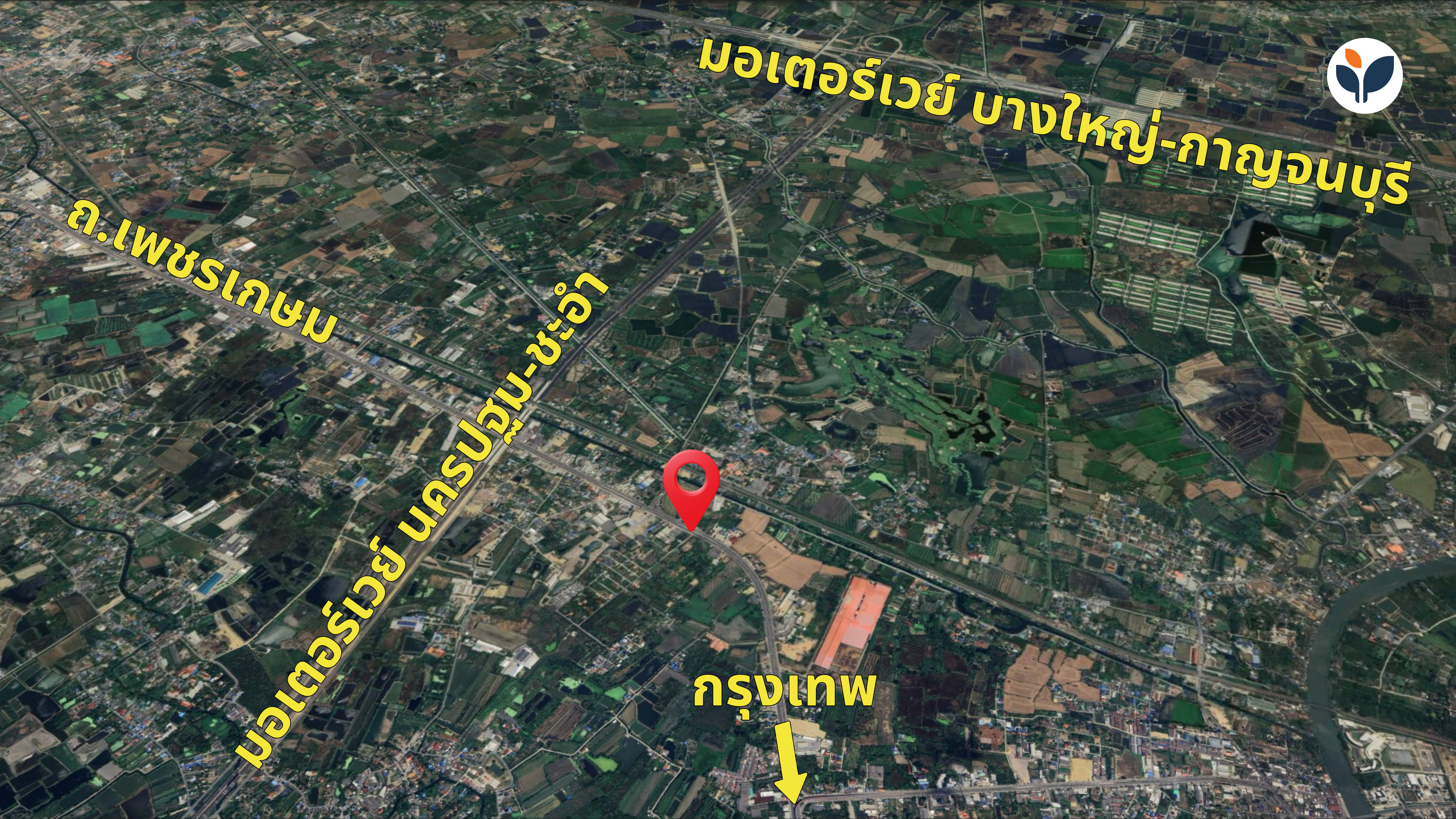 ภาพ Google Earth แสดงทำเลใกล้มอเตอร์เวย์บางใหญ่-กาญจนบุรี