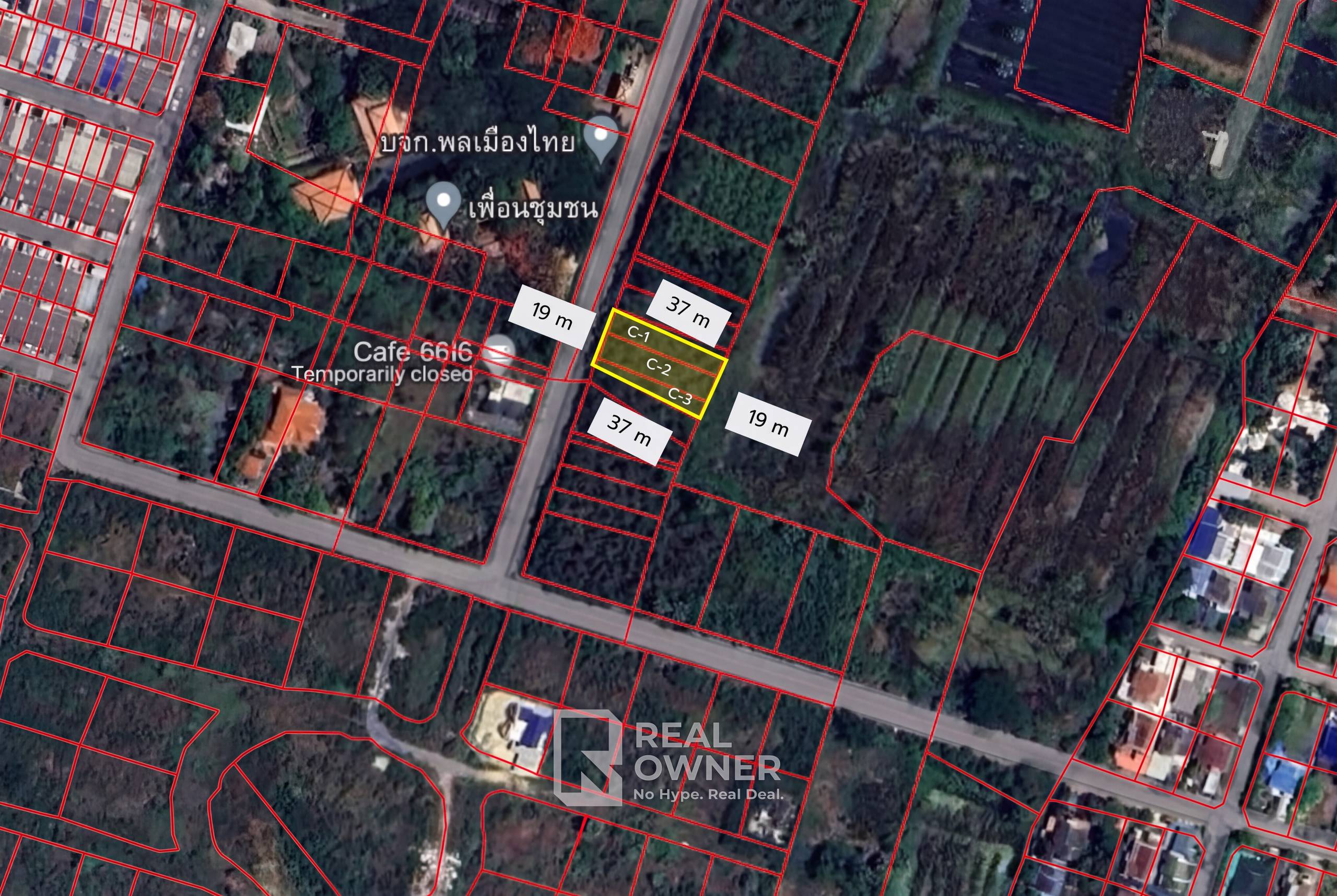 แผนผังแสดงการแบ่งแปลงย่อยในที่ดินกลุ่ม C ท่าพระยา นครชัยศรี