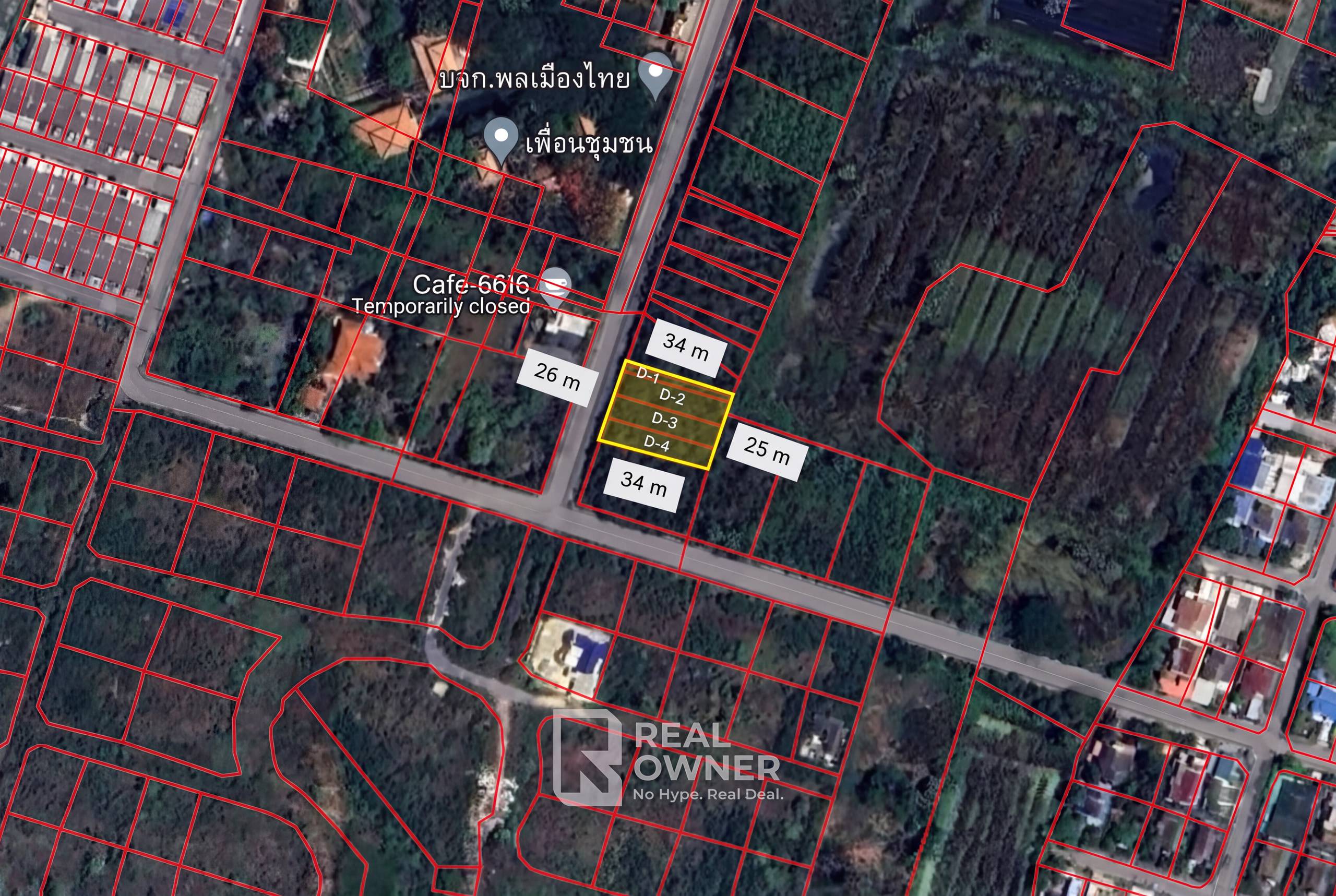 แผนผังแสดงการแบ่งแปลงย่อยในที่ดินกลุ่ม D ท่าพระยา นครชัยศรี